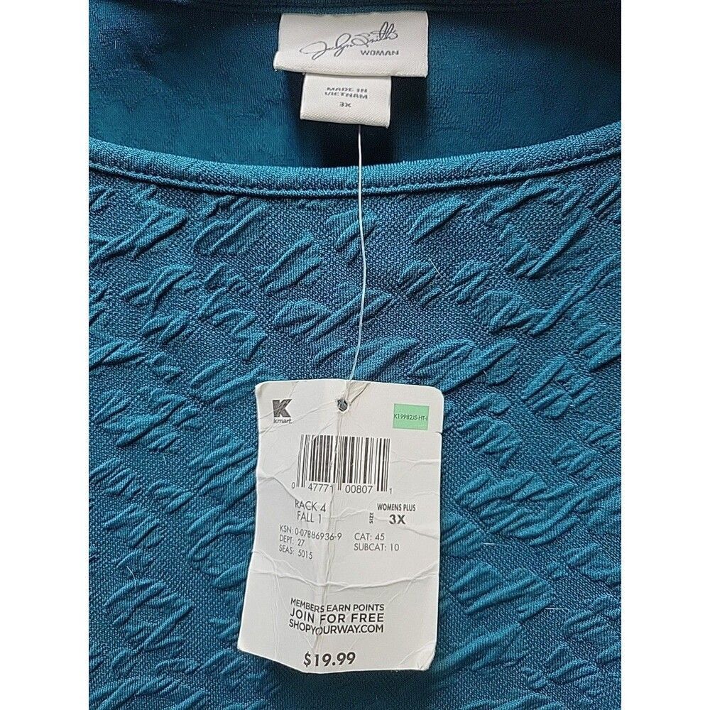 Jacqueline Smith Womens Plus Size 3X Top Green Jacquard Stretchy - NEW with Tag - Picture 6 of 6